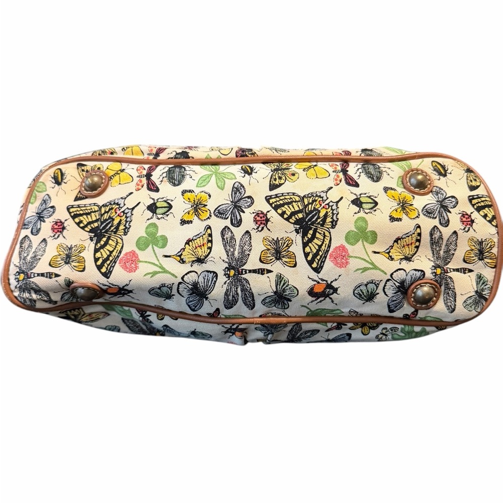 J. Crew Floral Print Women's Bag with Wooden Handle - Picture 2 of 6